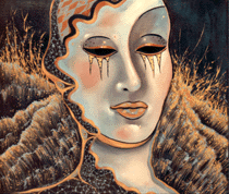 Masque Vnitien, Huile sur toile, (16 pouces sur 20 pouces)