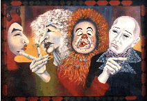 "Les beaux parleurs", Huile sur toile, (1mx1m30)